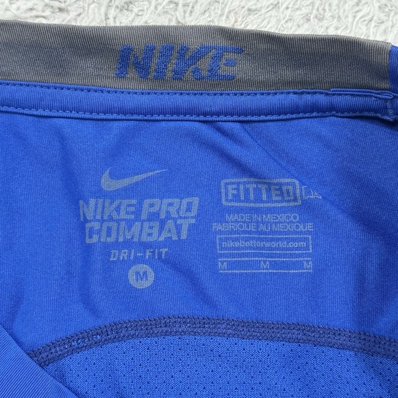 Nike Pro Combat Fitted Shirt Mens Size Medium‎ Dri Fit Blue - Picture 2 of 6